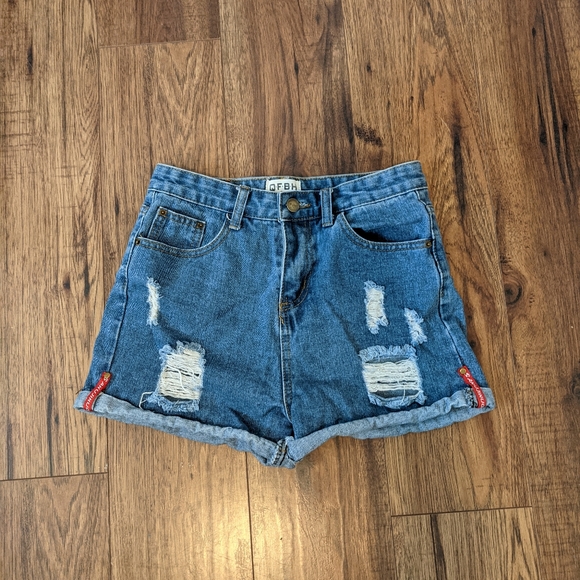 QFBH High Waisted Denim Shorts - Picture 4 of 6